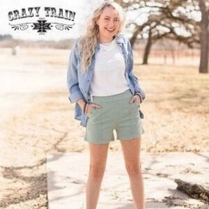 Crazy Train Green Chino Robins Egg shorts Sz M